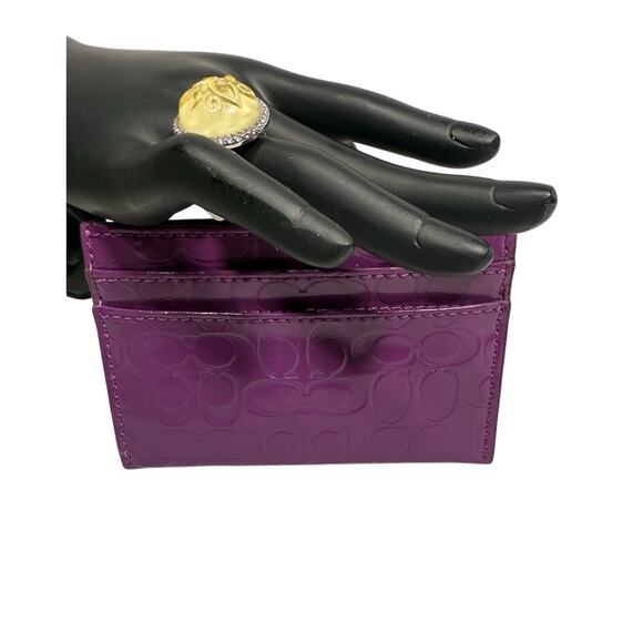 Coach Wallet Card Case Purple Patent Leather Glossy Embossed NWT - Picture 1 of 7